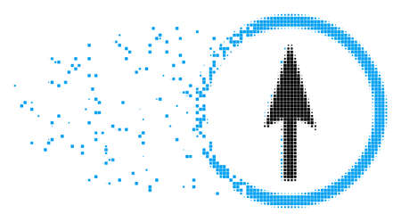 Dissolved sharp rounded arrow dotted vector icon with disintegration effect. Square points are organized into dissolving sharp rounded arrow form.のイラスト素材