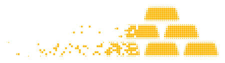 Fractured treasure bricks dotted vector icon with disintegration effect. Square dots are organized into dissolving treasure bricks shape.のイラスト素材