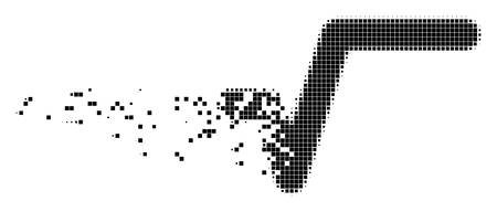 Dissolved sqrt dot vector icon with disintegration effect. Rectangular points are composed into dissipated sqrt shape.のイラスト素材