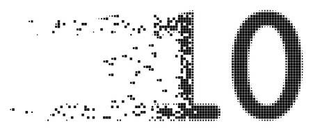 Dispersed ten digits text dotted vector icon with disintegration effect. Rectangular particles are combined into dissipated ten digits text shape.のイラスト素材
