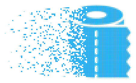 Dispersed toilet paper roll dotted vector icon with disintegration effect. Rectangular cells are organized into damaging toilet paper roll form.のイラスト素材