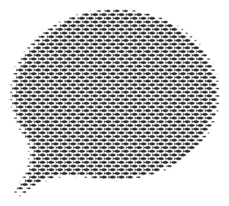 Fish hint halftone collage. Vector fish symbols are grouped into hint composition.のイラスト素材