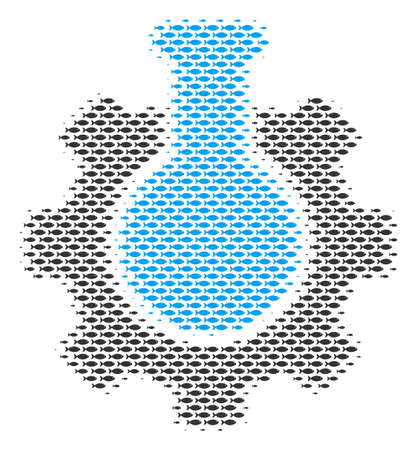 Fish chemical industry halftone composition. Vector fish symbols are grouped into chemical industry mosaic.のイラスト素材