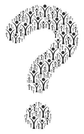 Query mosaic formed from abstract man elements. Vector abstract man icons are formed into FAQ figure.のイラスト素材