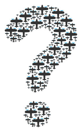 Answer shape composed with aircraft objects. Vector aircraft icons are combined into research composition.のイラスト素材