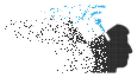 Dispersed open mind radio interface dotted vector icon with destruction effect. Rectangular pieces are organized into dissipated open mind radio interface figure.のイラスト素材
