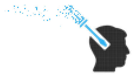 Dissolved head screwdriver tuning dotted vector icon with destruction effect. Square fragments are grouped into damaging head screwdriver tuning figure.のイラスト素材