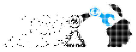 Dissolved open head surgery manipulator dot vector icon with destruction effect. Square fragments are organized into disappearing open head surgery manipulator form.のイラスト素材