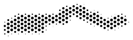 Hex pixel the Gambia map. Vector halftone geographic scheme on a white background. Abstract the Gambia map composition is designed from hex tile pixels.のイラスト素材