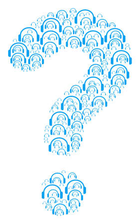 Question composition formed with headphones icons. Vector headphones icons are united into FAQ illustration.のイラスト素材