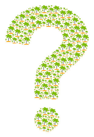 Answer figure constructed of island tropic palm pictograms. Vector island tropic palm icons are combined into prompt combination.のイラスト素材