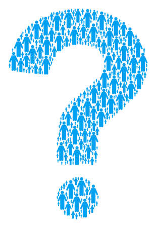 Question mosaic constructed of man person pictograms. Vector man person icons are composed into hint figure.のイラスト素材