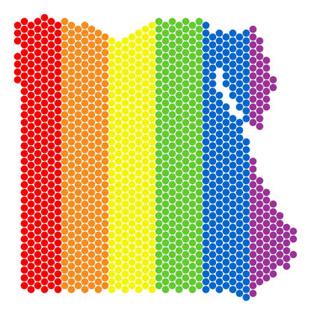 A dotted LGBT Egypt map for lesbians, gays, bisexuals, and transgenders. Colored vector composition of Egypt map created with spheric spots.のイラスト素材
