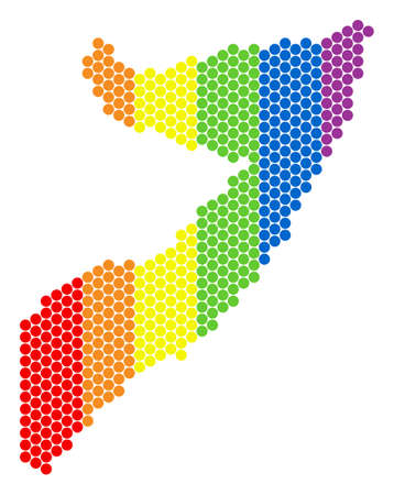 A dotted LGBT Somalia map for lesbians, gays, bisexuals, and transgenders. Colorful vector collage of Somalia map done of round elements. Same sex marriage concept illustration contains small circles.のイラスト素材