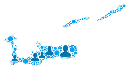 Population Cayman Islands map. Demography vector concept of Cayman Islands map done of random person elements and small points. Abstract social plan of nation audience cartography.のイラスト素材