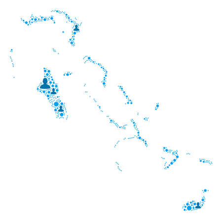 Population Bahamas Islands map. Demography vector abstraction of Bahamas Islands map made of scattered human elements and circle items. Abstract social representation of nation mass cartography.のイラスト素材