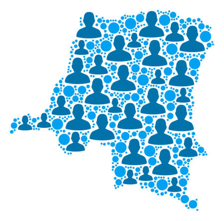 Population Democratic Republic of the Congo map. Demography vector pattern of Democratic Republic of the Congo map designed of random person items and small spheric points.のイラスト素材