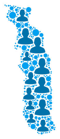 Population Togo map. Demography vector mosaic of Togo map made of random people elements and circle dots. Abstract social scheme of national mass cartography.のイラスト素材