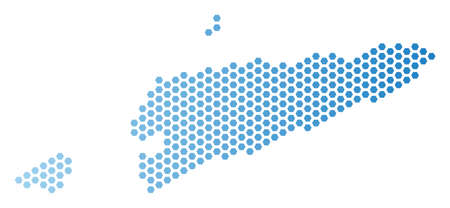 Honeycomb East Timour map. Vector geographic plan in light blue color with horizontal gradient. Abstract East Timour map concept is constructed from hexagon items.のイラスト素材