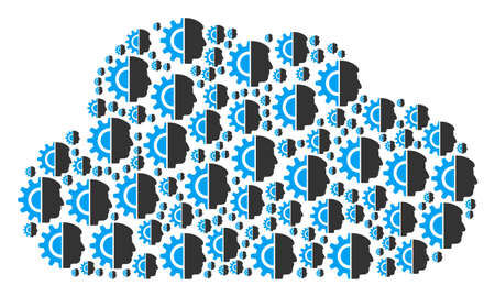 Cloud composition created with android robotics elements in various sizes. Abstract vector web illustration. Android robotics icons are arranged into cloud shape.のイラスト素材