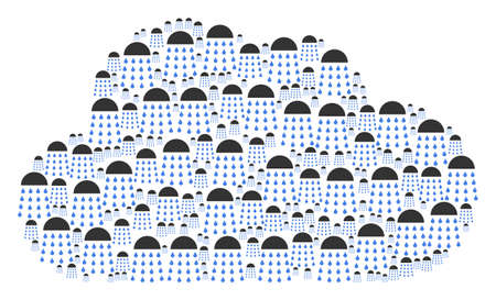 Cloud figure made with spray stream components in various sizes. Abstract vector online illustration. Spray stream icons are grouped into cloud shape.のイラスト素材