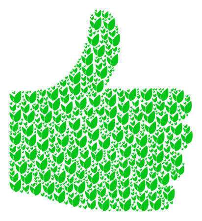 Thumb up figure built with floral sprout components in different sizes. Abstract vector thumb finger up concept. Floral sprout icons are arranged into done figure.のイラスト素材