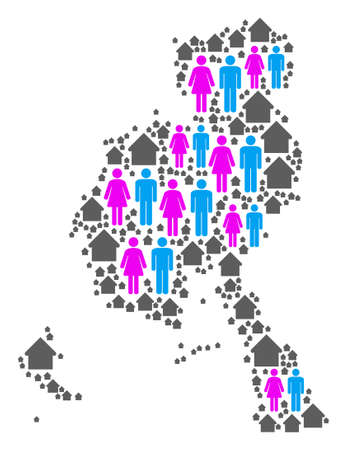Population Veraguas Province map. Household vector mosaic of Veraguas Province map organized of scattered human and real estate items in different sizes.のイラスト素材