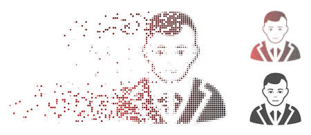 Vector noble icon in dispersed, pixelated halftone with red to black horizontal gradient and undamaged whole variants. Disintegration effect involves square sparks.のイラスト素材