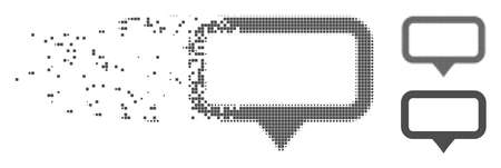 Gray vector banner map marker icon in fractured, pixelated halftone and undamaged entire versions. Disintegration effect uses rectangle particles.のイラスト素材