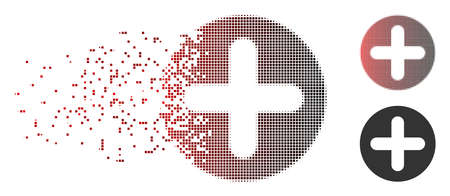 Vector create icon in dissolved, dotted halftone and undamaged whole variants. Disintegration effect involves square dots and horizontal gradient from red to black.のイラスト素材
