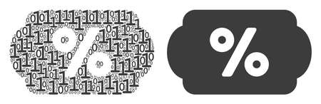 Discount coupon mosaic icon of binary digits in various sizes. Vector digital symbols are organized into discount coupon illustration design concept.のイラスト素材