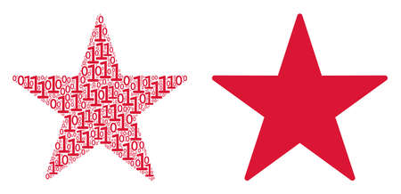 Confetti star composition icon of binary digits in variable sizes. Vector digit symbols are combined...