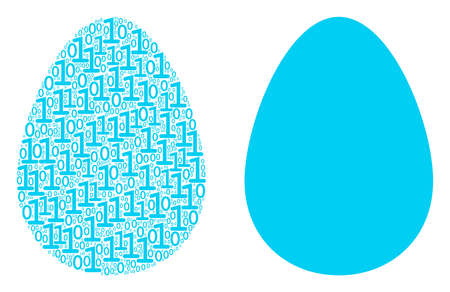 Egg composition icon of zero and null digits in variable sizes. Vector digits are scattered into egg composition design concept.のイラスト素材