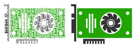 Video GPU card composition icon of zero and one symbols in different sizes. Vector digit symbols are...