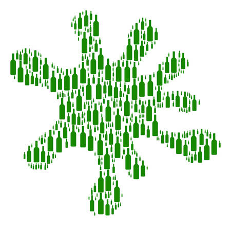 Spot collage constructed from wine bottle components in various sizes. Abstract vector blob illustration. Wine bottle icons are combined into splash figure.のイラスト素材