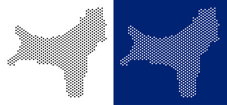 Dotted Christmas Island map. Vector geographic map on white and blue backgrounds. Vector mosaic of Christmas Island map constructed with spheric spots.のイラスト素材