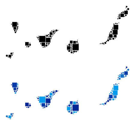 Dot Canarian Spain Islands map versions. Abstract geographic scheme version designed with blue color tones.のイラスト素材