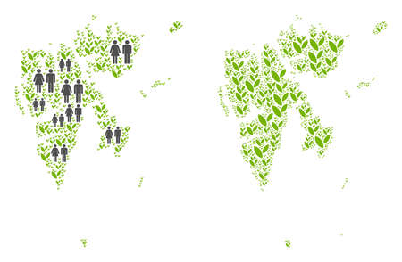 People population and flora plants Svalbard Island map. Vector concept of Svalbard Island map done of random gender and plantation items in various sizes.のイラスト素材