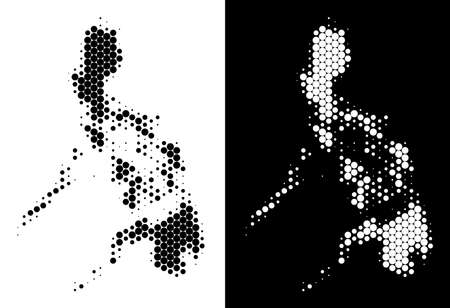 Dot halftone Philippines map. Vector geographic plan on white and black backgrounds. Abstract concept of Philippines map composed from spheric items.のイラスト素材