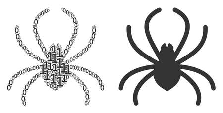 Spider collage icon of zero and null digits in various sizes. Vector digital symbols are organized into spider illustration design concept.のイラスト素材