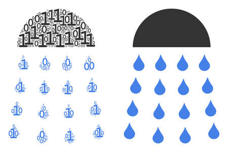 Spray stream mosaic icon of zero and null digits in random sizes. Vector digital symbols are united into spray stream illustration design concept.のイラスト素材