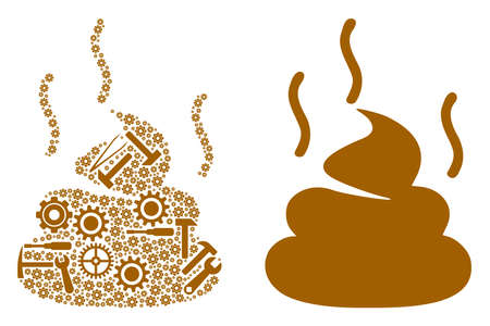 Shit smell mosaic of workshop tools. Vector shit smell icon is shaped of gearwheels, hammers and...