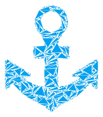 Anchor mosaic of triangle items in different sizes and shapes. Vector polygons are composed into anchor mosaic. Geometric abstract vector illustration.のイラスト素材