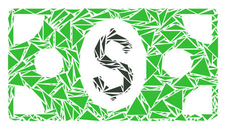 Banknote collage of triangle items in different sizes and shapes. Vector polygons are organized into banknote collage. Geometric abstract vector illustration.のイラスト素材