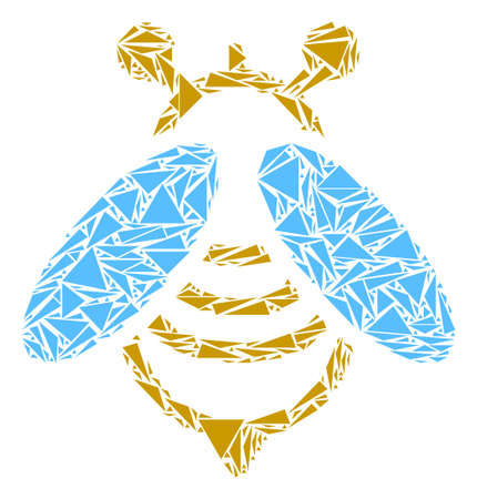 Bee mosaic of triangle items in variable sizes and shapes. Vector triangles are united into bee mosaic. Geometric abstract vector illustration.のイラスト素材