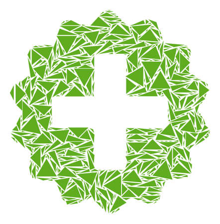 Create mosaic of triangle items in different sizes and shapes. Vector triangles are united into create illustration. Geometric abstract vector illustration.のイラスト素材