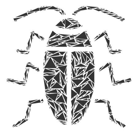 Cucaracha collage of triangle items in variable sizes and shapes. Vector polygons are united into cucaracha illustration. Geometric abstract vector illustration.のイラスト素材