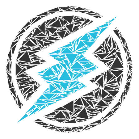 Electroneum collage of triangle items in variable sizes and shapes. Vector polygons are arranged into electroneum collage. Geometric abstract vector illustration.のイラスト素材