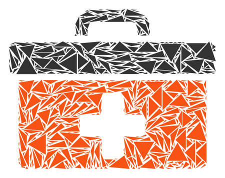 First aid toolbox mosaic of triangle items in variable sizes and shapes. Vector polygons are grouped into first aid toolbox illustration. Geometric abstract vector illustration.のイラスト素材