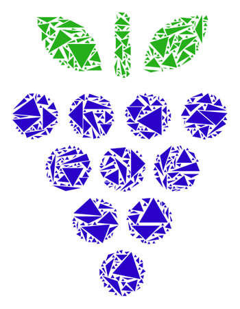 Grapes mosaic of triangle items in variable sizes and shapes. Vector triangles are arranged into grapes mosaic. Geometric abstract vector illustration.のイラスト素材